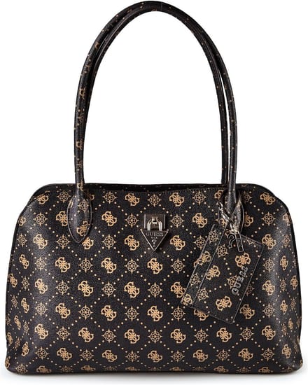 GUESS schoudertas Patsie Tote Espresso Logo donkerbruin
