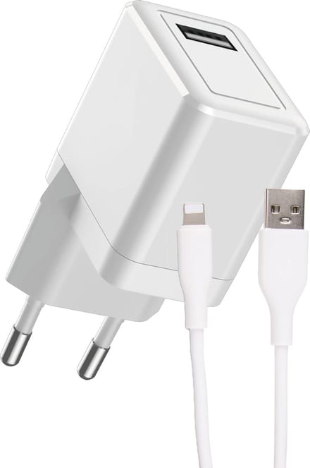 Oplader geschikt voor iPhone 6, 7, 8, X & iPad 2017, 2018 - Lightning naar usb kabel - 12w usb Power Adapter - 1 Meter - Set