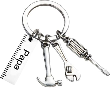 Fako Bijoux - Sleutelhanger Papa - Gereedschap - Tools - Sleutelring Tekst - Cadeau - Geschenk - Zilverkleurig