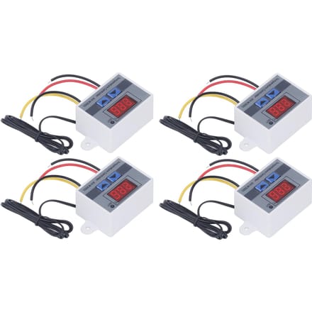 Lot de 4 thermostats numériques à LED, contrôleur de température, module de commutation pour chauffage et refroidissement, 12 V, 120 W white
