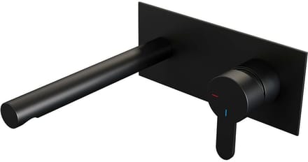 Brauer Black Edition Inbouw Wastafelmengkraan met Rechte Uitloop en Afdekplaat Model D1 Mat Zwart
