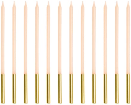 12 verjaardagskaarsen beige-goud 14cm