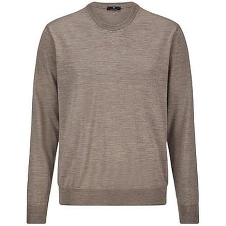 Trui 100% scheerwol ronde hals Van Peter Hahn beige