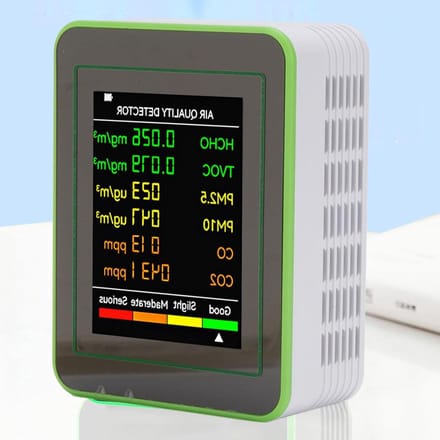 Luchtkwaliteitsmonitor - Luchtmeter - Binnenlucht Meten - 6-in-1 Detectie - 2.8 Inch HD Scherm - Wit