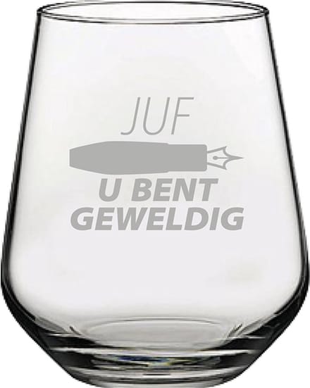 Gegraveerde Drinkglas 42,5cl Juf u bent geweldig