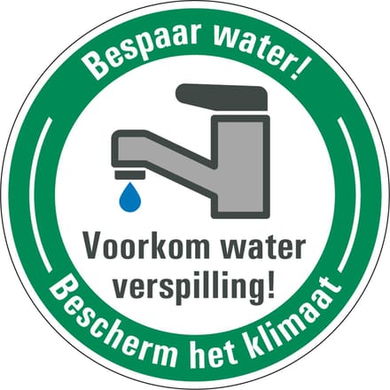 Water besparen sticker voorkom waterverspilling 200 mm