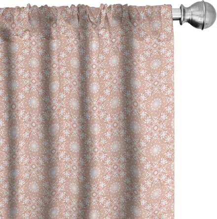 ABAKUHAUS Koraal Voorhangen – 2x75x245 cm – microvezel – Wit/Koraal