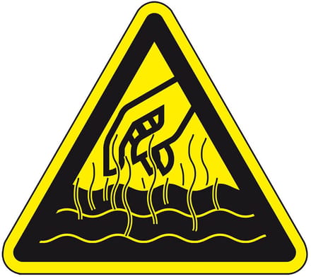 Waarschuwingssticker hete vloeistoffen 100 mm