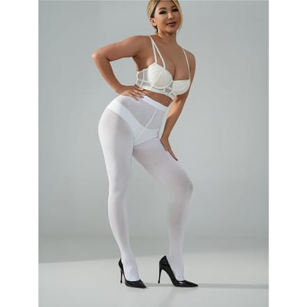 Collants d'été automne Kawaii doux, blanc uni opaque, haute élasticité S white