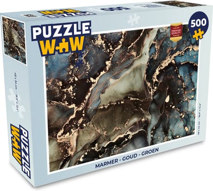 Puzzel Marmer - Goud - Groen - Legpuzzel - Puzzel 500 stukjes