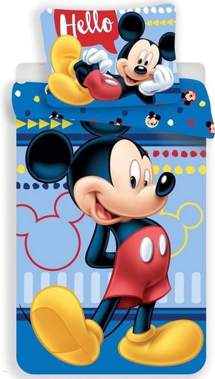 Disney Mickey Mouse dekbedovertrek Hello - 140 x 200 cm - 70 x 90 cm