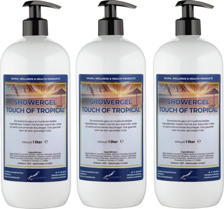 Douchegel Touch of Tropical 1 liter - set van 3 stuks - met 3 gratis pomp - Showergel