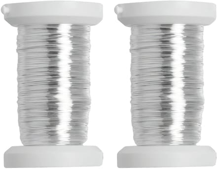 Binddraad - 2x - metallic zilver - 40 meter - dikte 0,4 mm - draad/koord - Hobby artikelen/Knutselen materialen