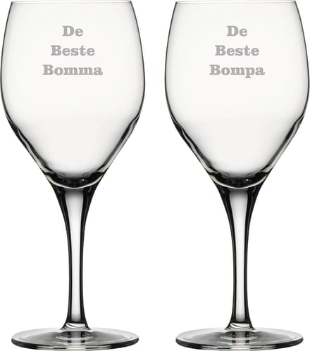 Rode wijnglas gegraveerd - 42,5cl - De Beste Bomma-De Beste Bompa