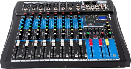 8-Kanaals Audio Mixer Mengpaneel met Bluetooth, XLR, USB en Streaming Opties