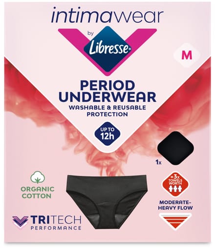Libresse Menstruatie Ondergoed Wasbaar - zwart biologisch katoen - Medium