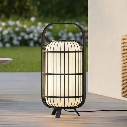 Lucande - Terraslampen - 1licht - Kunststof, aluminium - H: 64 cm - E27 - zwart, wit