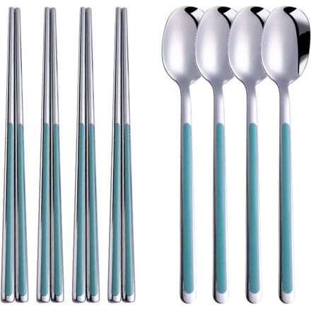 Ensemble Complet Acier Inoxydable 304 Vaisselle Ensemble Complet Cuillères Baguettes Ensemble de Table Ustensiles Cuisine Dîner Ensemble Complet Ensemble de Vaisselle Coréen
