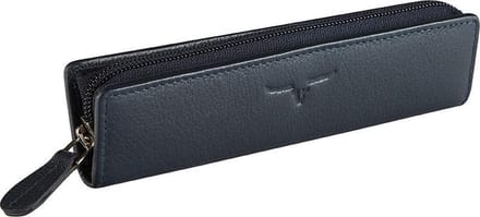 Maverick SARATOGA Leren Pen etui - ritssluiting - blauw