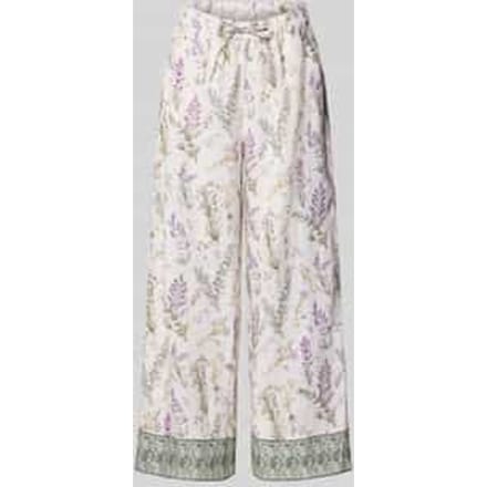 Wide leg linnenbroek met lavendelprint