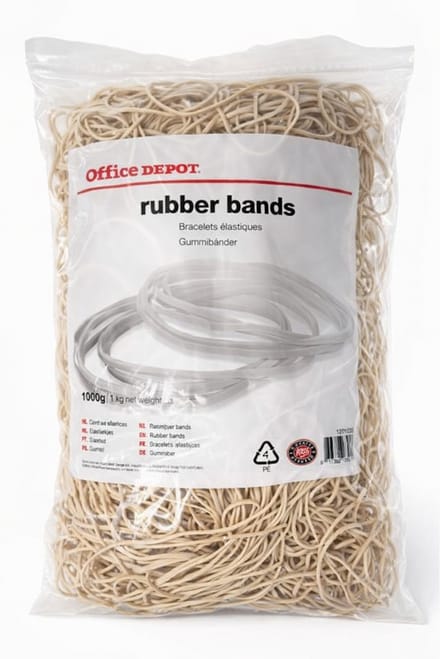 Office Depot - Elastiekjes Breed - Naturel - 1000 gram - 300x1.5mm - Ø200 mm -