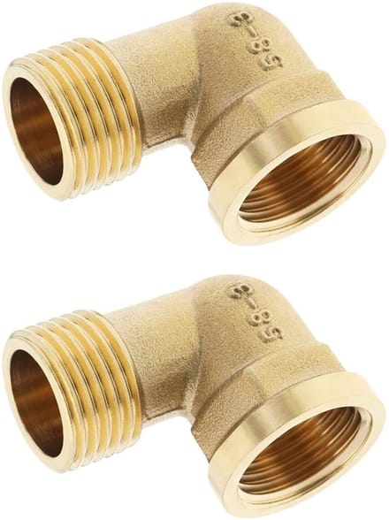 Zeynomax - Schroefdraad Elleboog - Messing Fitting - Goud - 2 Stuks