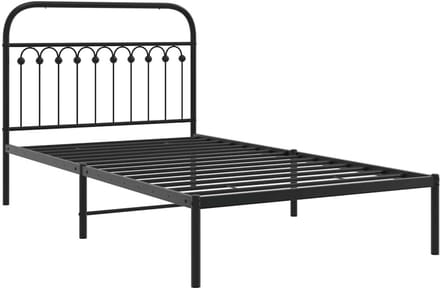 Eenpersoonsbed Frame met Hoofdbord Metaal Zwart