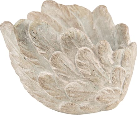 Bloempot voor Binnen – Grijs – Rustieke Pot – Ø 20 cm – Steen – Bladmotief