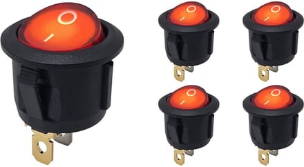 ProRide Wipschakelaar ON-OFF KCD2-220 - Rond - 3 pins - 250V/6A - Rood - 5 stuks