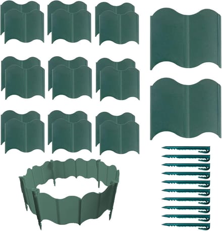 Tuinrand Set - Decoratieve Afscheiding - Bloembedden Maken - Verwijderbaar Flexibel - 20 Stuks - Wit Zwart Rood Groen