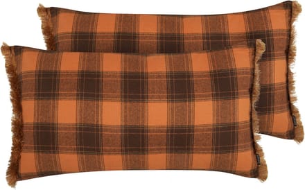 BARJA - Sierkussen set van 2 - Oranje/Zwart - 40 x 70 cm - Polyester