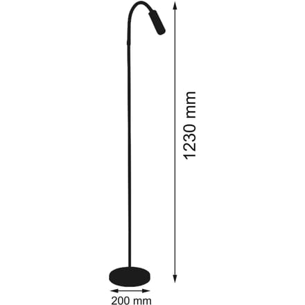 Busch LED vloerlamp Rocco, chroom flexibele arm rood
