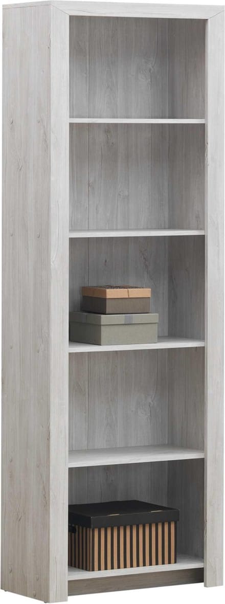 Belfurn - boekenkast 5 vakken Elvis in witte eikkleur