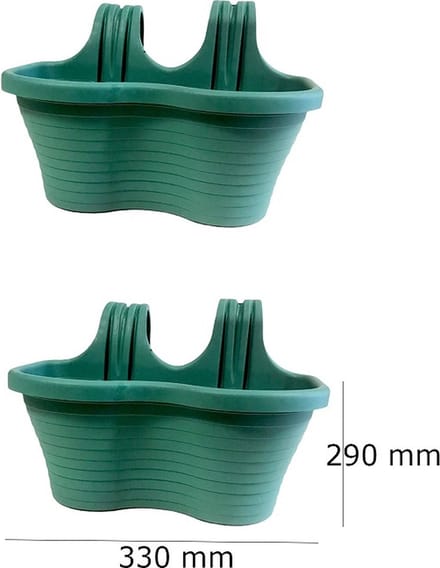2 Stuks balkonbak groen bloempot hanger hang-over plantenbak kruidentuin 6.5L