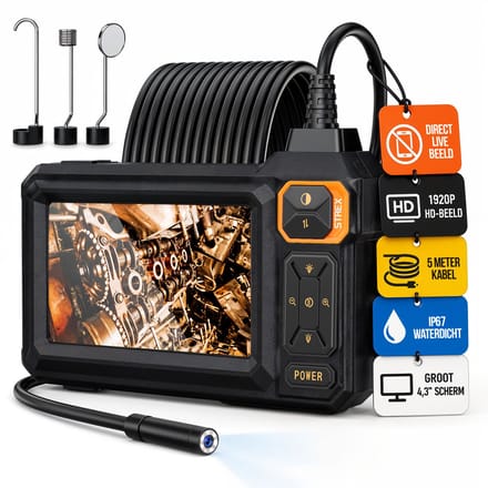 Strex Endoscoop met Scherm 5M - Inspectiecamera - Rioolcamera met HD Beeld - IP67 Waterdicht - Instelbare LED Verlichting