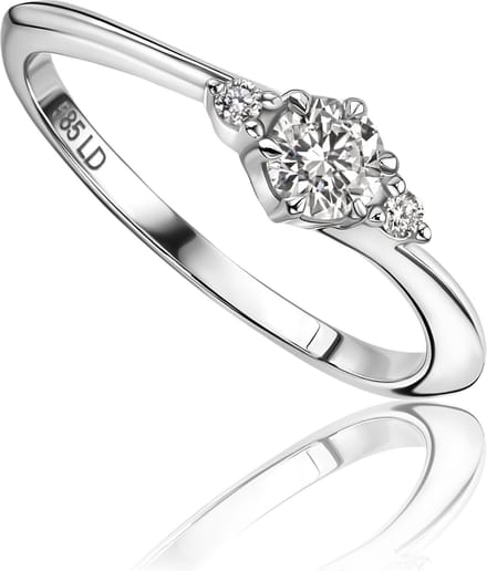 Miore Pure Ring Dames - 14 Karaat Witgoud - Met Diamanten - Handgemaakt - Maat 56