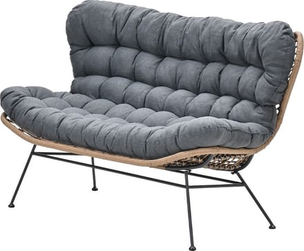 Libelle 2-zits bank - natural rotan - mystic grey