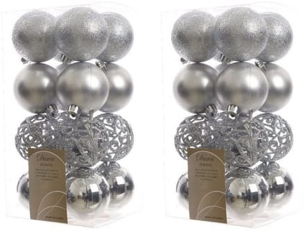 Decoris Kerstballen - 32x st - zilver - D6 cm - kunststof - kerstversiering