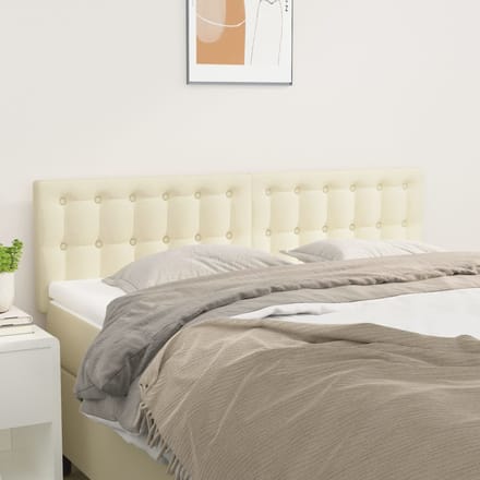 vidaXL - Hoofdborden - 144x5x78/88 - cm - kunstleer - crèmekleurig
