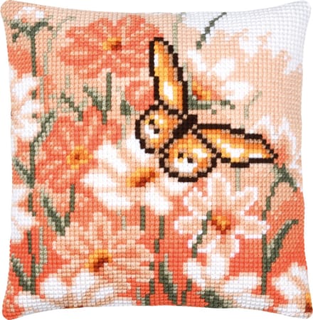 Vervaco - Kruissteekkussen kit Vlinder tussen bloemen - PN-0203675