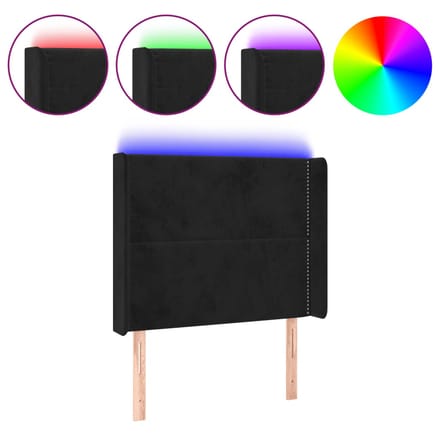 vidaXL - Hoofdbord - LED - 93x16x118/128 - cm - fluweel - zwart