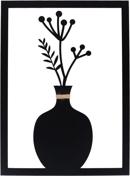 UNUS® Wanddecoratie bloemenvaas Mila groot zwart metaal
