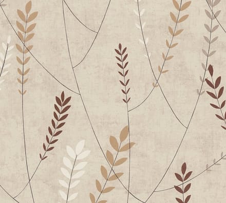 TAKJES EN BLADEREN BEHANG | Grafisch - Beige Bruin Grijs - A.S. Création Nordic Feeling