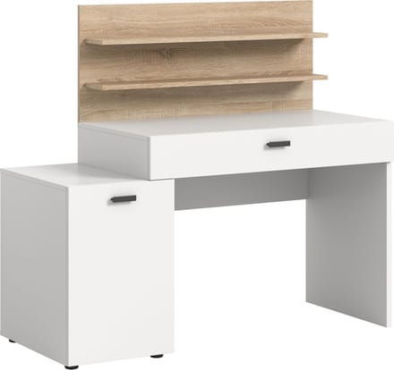 Studiebureau - Wit NB - Eiken Sonoma NB - Modern kantoormeubilair - 130cm x 117cm x 54cm