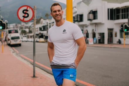 Zwemshort voor heren met patroonstrepen blauw