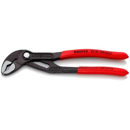 Knipex Cobra® 87 01 180 Hightech Waterpomptang - 180 mm - Zelfklemmend - Verstelbaar met Drukknop - 42 mm Capaciteit - Chroom-vanadiumstaal - Professioneel Handgereedschap
