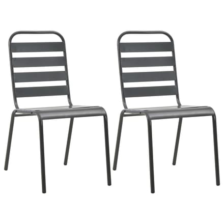 vidaXL - Tuinstoelen - stapelbaar - 2 - st - staal - grijs