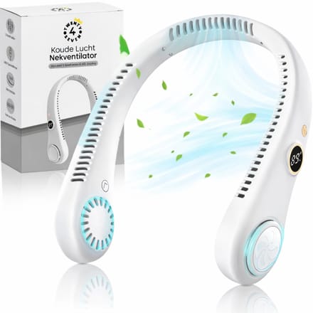 Twenty4seven® Nekventilator Wit - Nek Ventilator Oplaadbaar met Koeling - Draagbare Mini Neck Fan - Gezichtsventilator & Handventilator - 3 Standen