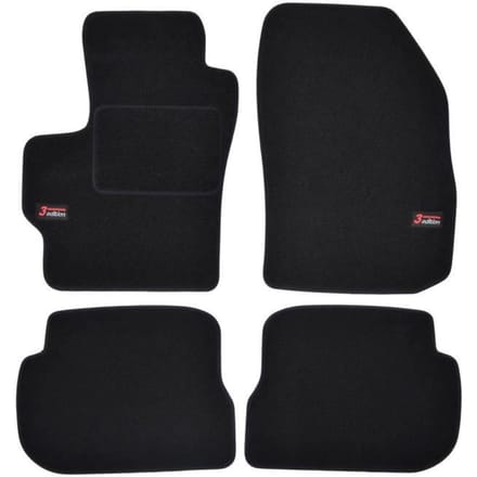 Vloermatten - Logo - Mazda 3 - Zwart Velours - 4 stuks - Nauwkeurige pasvorm