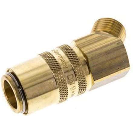 Messing DN 9 Tempereerkoppeling Snelkoppeling M16x1.5 Buitendraad Dubbele afsluiting 45-deg